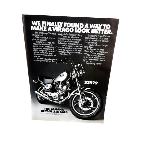 1982 Yamaha Virago Motorcycle Original Print Ad vintage 80s - Picture 1 of 1